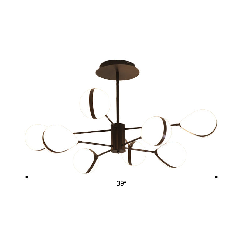 Black Droplet Shade Ceiling Hang Light Modern 6/8/10 Heads Cream Glass Chandelier in Warm/White Light Clearhalo 'Ceiling Lights' 'Chandeliers' 'Modern Chandeliers' 'Modern' Lighting' 1938468