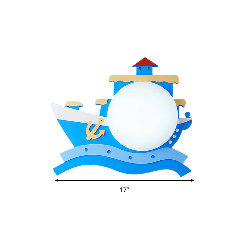 Wood Steamship Flush Mount Light Kindergarten Nautical Ceiling Lamp Clearhalo 'Ceiling Lights' 'Close To Ceiling Lights' 'Close to ceiling' 'Flush mount' Lighting' 193888