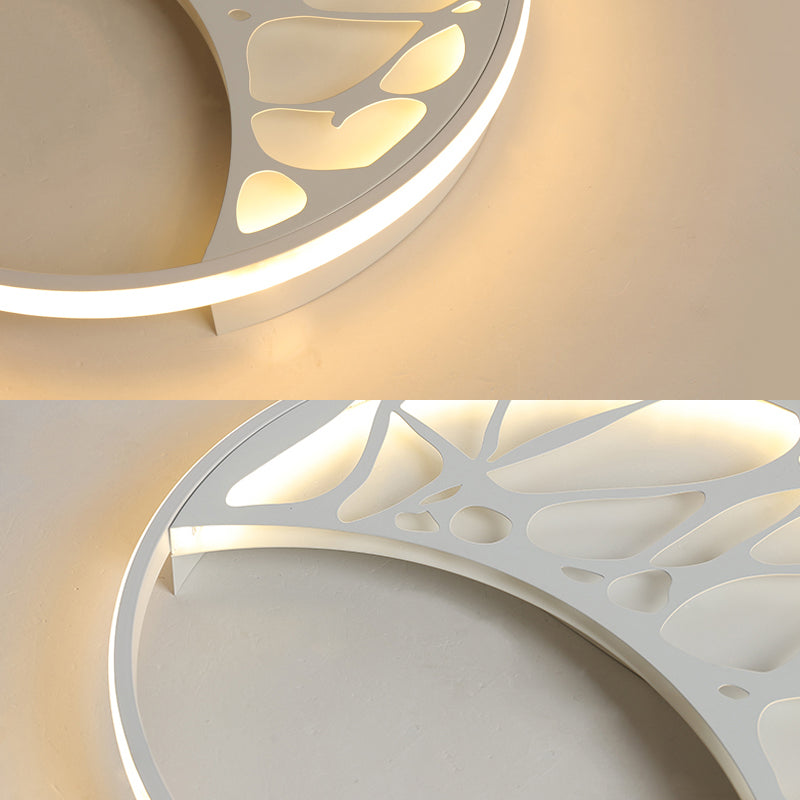 Modern White LED Ceiling Mount Light Round Metal Ceiling Lamp with Abstract Pattern for Bathroom Clearhalo 'Ceiling Lights' 'Close To Ceiling Lights' 'Close to ceiling' 'Flush mount' 'Industrial Flush Mount' Lighting' 194209