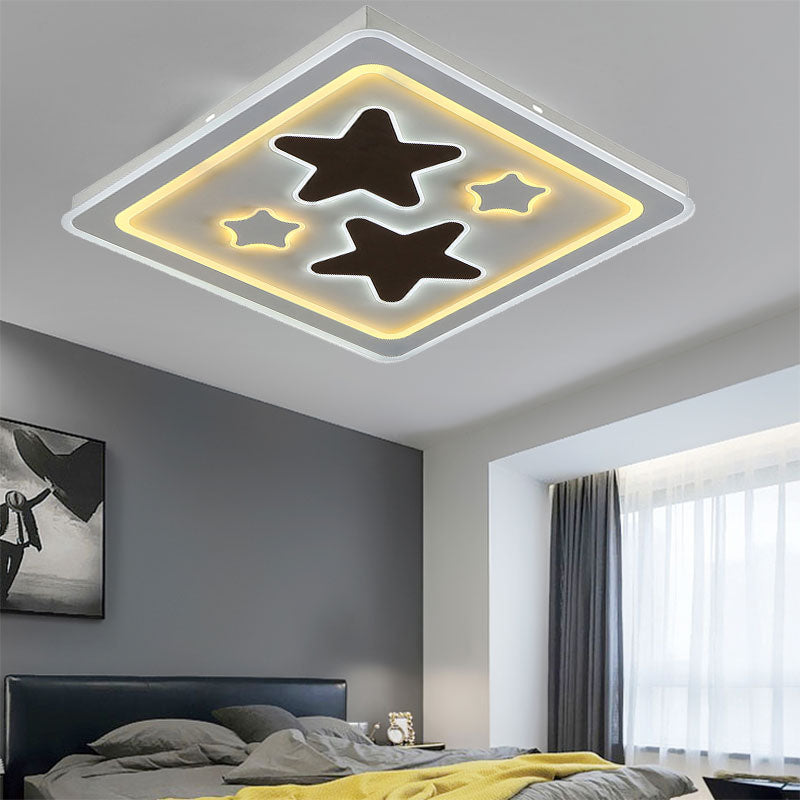 Square Living Room Ceiling Mount Light Acrylic Modern Stylish Ceiling Lamp in White White Star Clearhalo 'Ceiling Lights' 'Close To Ceiling Lights' 'Close to ceiling' 'Flush mount' Lighting' 194367
