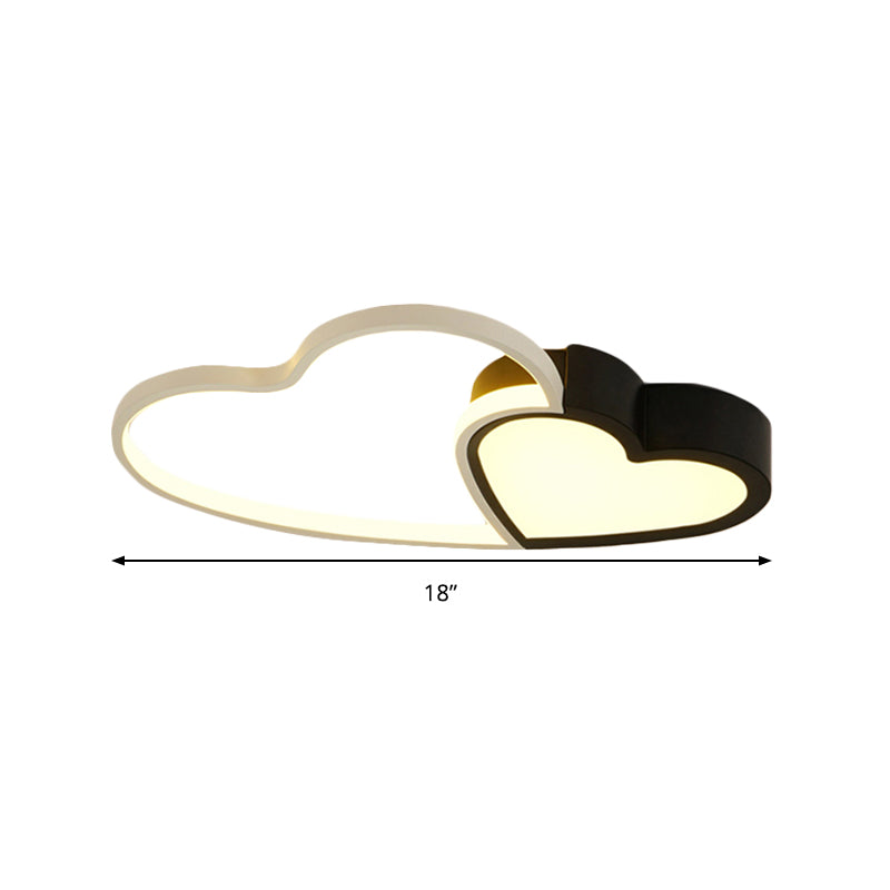 Modern 2-Heart Flush Mount Light Acrylic Black LED Ceiling Light for Study Room Clearhalo 'Ceiling Lights' 'Close To Ceiling Lights' 'Close to ceiling' 'Flush mount' 'Industrial Flush Mount' Lighting' 194632