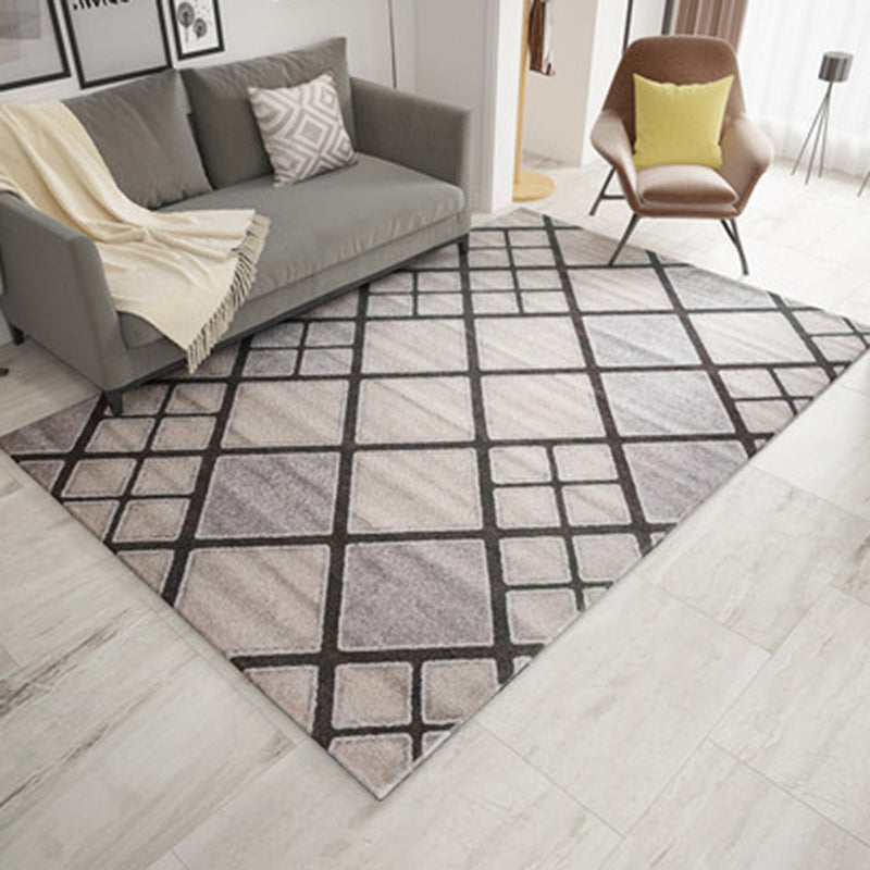 Ivory Bedroom Rug Novelty Geometric Plaid Stripe Pattern Rug Polyester Washable Area Rug Light Purple Clearhalo 'Area Rug' 'Rug' 1946555