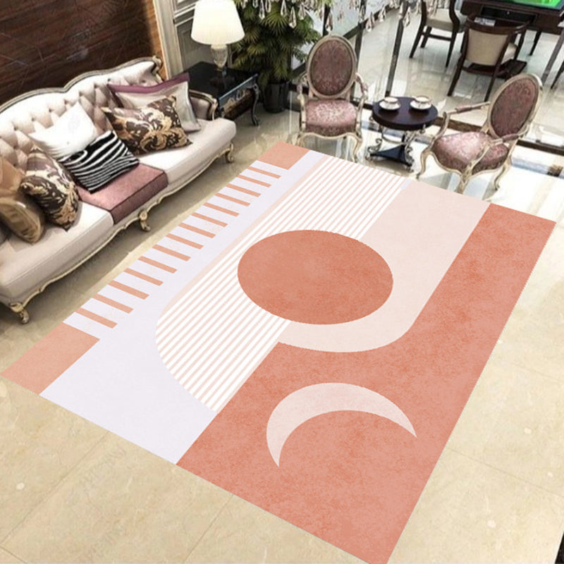 Modern Novelty Rug in Orange and Ivory Moon Sun Stripe Print Area Rug Polyester Washable Carpet for Bedroom Yellow-Red Clearhalo 'Area Rug' 'Rug' 1946806