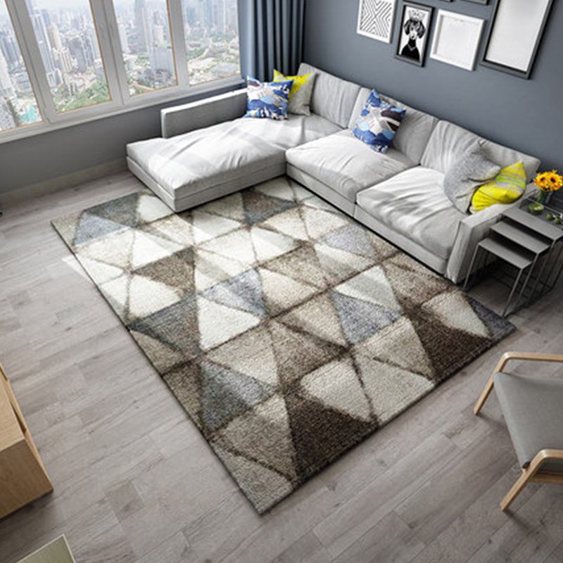 Modern Living Room Rug in Brown Abstract Triangle Circle Stripe Pattern Rug Polyester Washable Area Rug Blue Clearhalo 'Area Rug' 'Modern' 'Rugs' Rug' 1947305