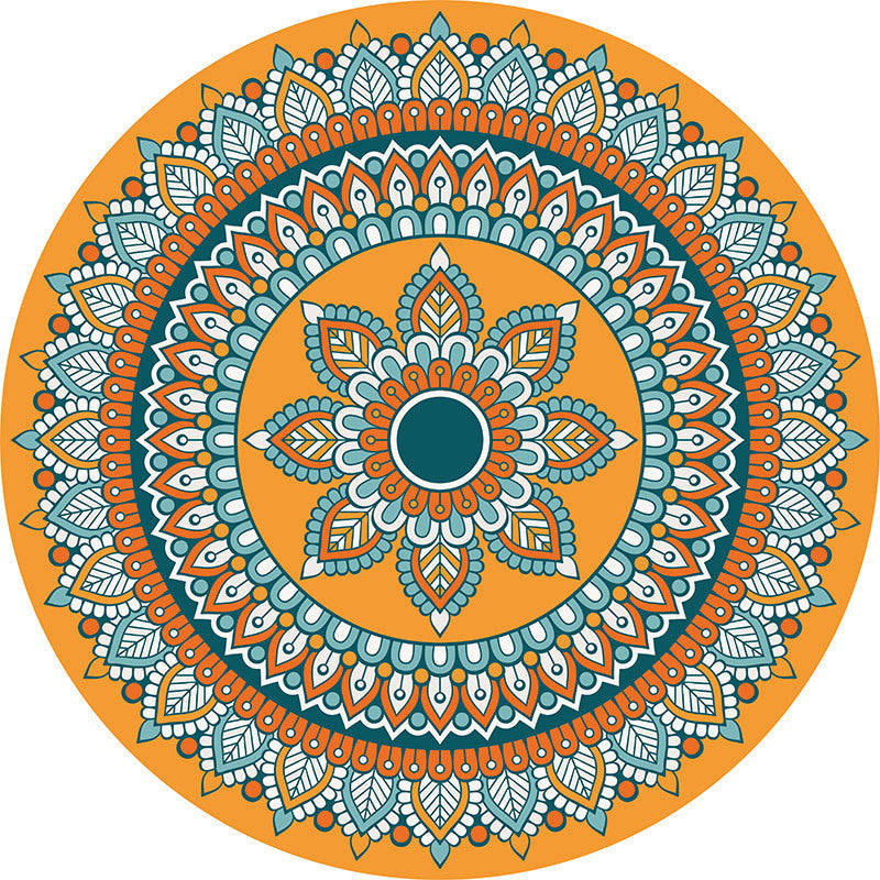 Brown and Yellow Persian Rug Flannel Floral Print Rug Washable Non-Slip Backing Carpet for Living Room Clearhalo 'Area Rug' 'Moroccan' 'Rugs' Rug' 1947351