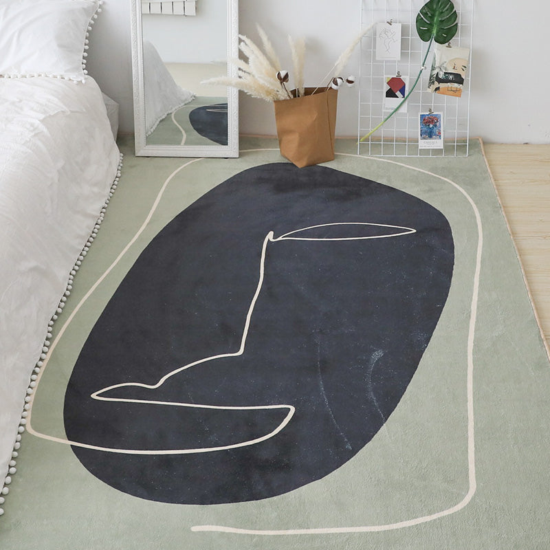 Funky Modernism Rug Black Multicolor Abstract Rug Pet Friendly Anti-Slip Washable Area Rug for Decoration Green 2'7" x 5'3" Clearhalo 'Area Rug' 'Rug' 1947686