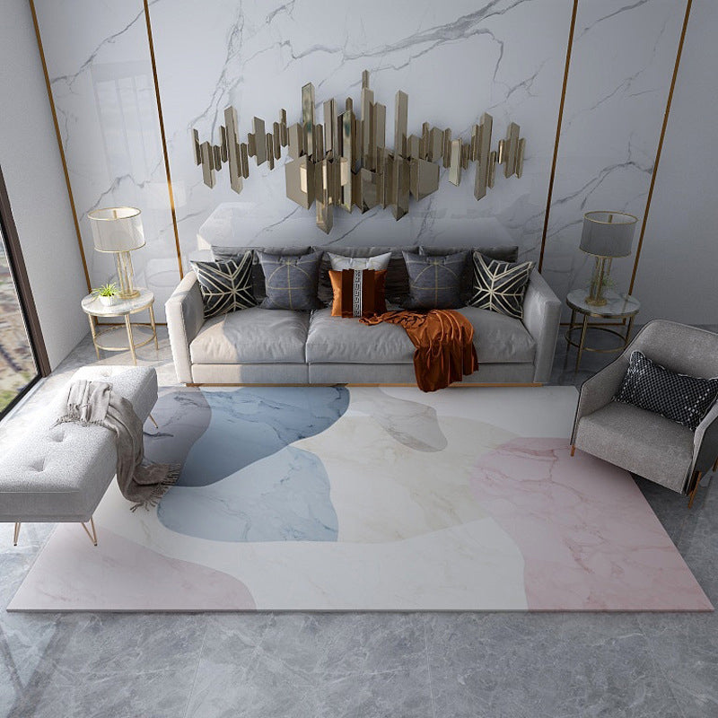 Multicolor Colorblock Rug Polyester Rug Pet Friendly Washable Non-Slip Area Rug for Living Room Apricot Clearhalo 'Area Rug' 'Rug' 1947746