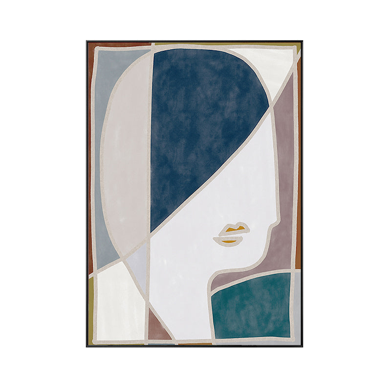 Color Blocking Figure Drawing Canvas Funky Textured Wall Art Print in Blue for Girls Room - Clearhalo - 'Arts' - 'Canvas Art' - 1948060