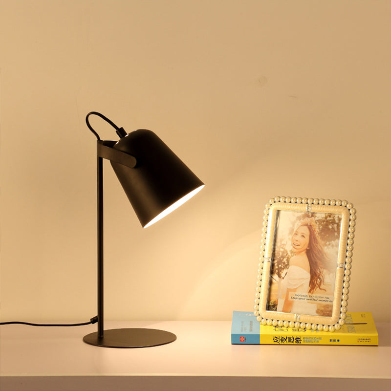 Nordic Style Bucket Desk Light Rotatable 1 Light Metal Plug In Desk Lamp for Dormitory Bedroom Clearhalo 'Lamps' 'Table Lamps' Lighting' 194814