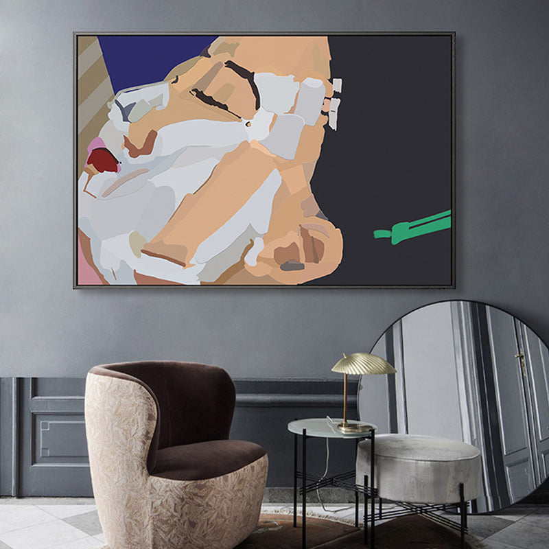 Illustration Red Lip Canvas Print Textured Funky Boys Room Wall Art Decor in White