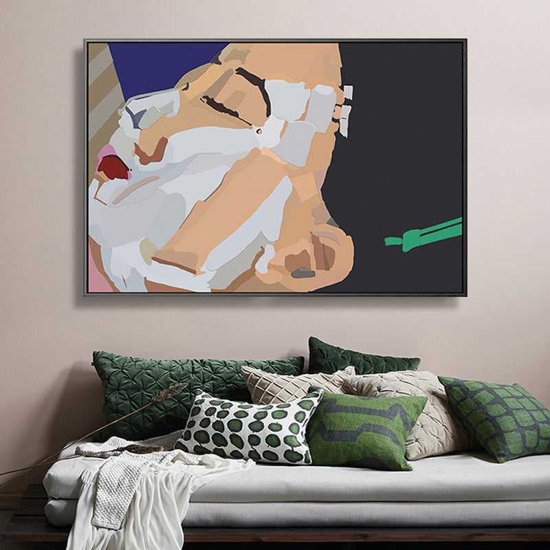 Illustration Red Lip Canvas Print Textured Funky Boys Room Wall Art Decor in White