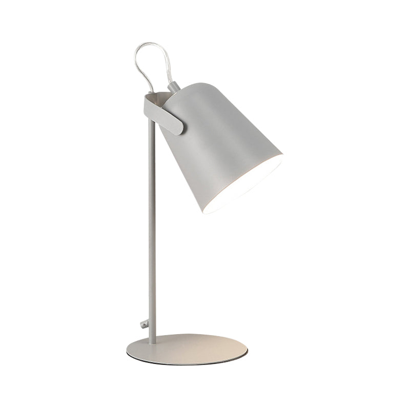 Nordic Style Bucket Desk Light Rotatable 1 Light Metal Plug In Desk Lamp for Dormitory Bedroom Clearhalo 'Lamps' 'Table Lamps' Lighting' 194822