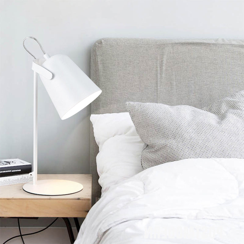 Nordic Style Bucket Desk Light Rotatable 1 Light Metal Plug In Desk Lamp for Dormitory Bedroom Clearhalo 'Lamps' 'Table Lamps' Lighting' 194825