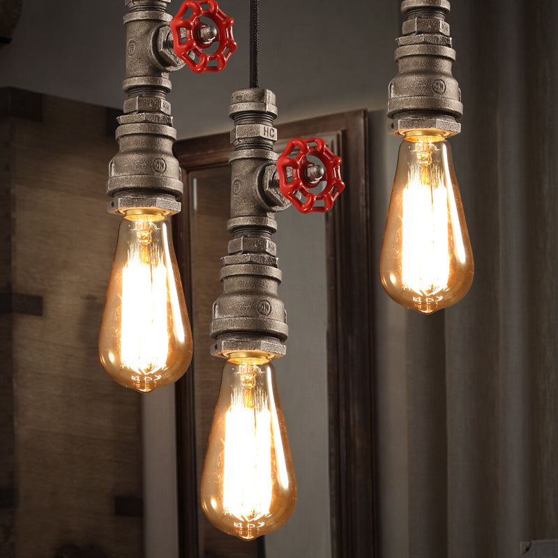 Single-Bulb Pipe Pendulum Light Loft Style Black/Silver/Bronze Metallic Hanging Pendant Light with Water Valve Deco Bronze Clearhalo 'Art Deco Pendants' 'Black' 'Cast Iron' 'Ceiling Lights' 'Ceramic' 'Crystal' 'Industrial Pendants' 'Industrial' 'Metal' 'Middle Century Pendants' 'Pendant Lights' 'Pendants' 'Rustic Pendants' 'Tiffany' Lighting' 1948763