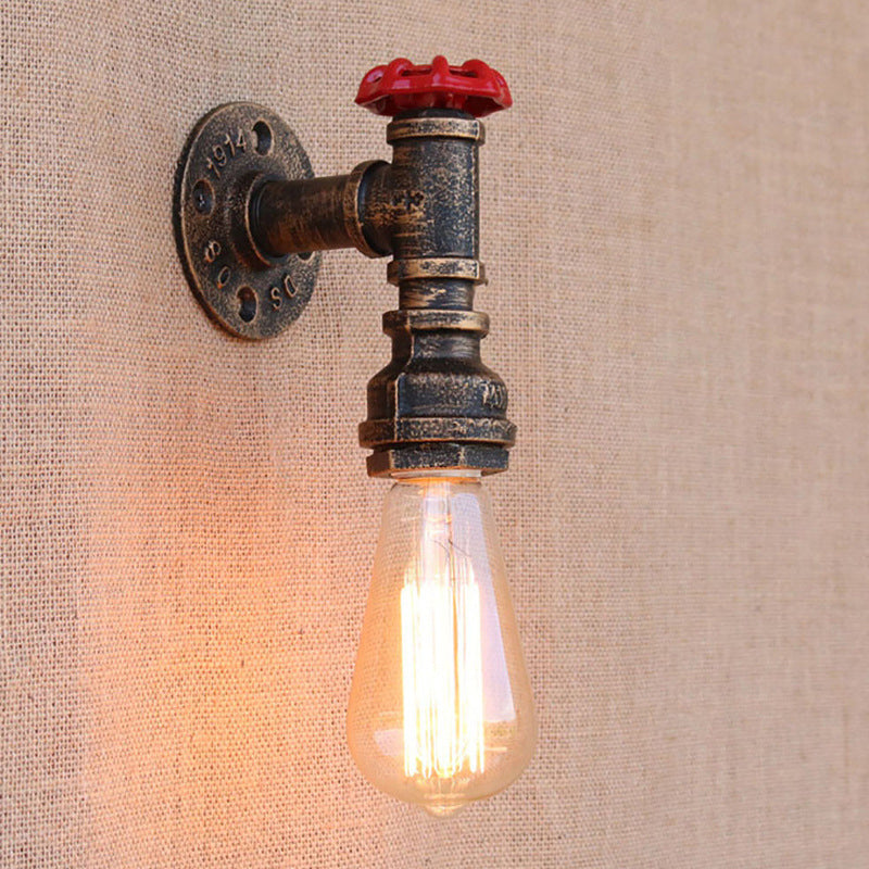 Metal Bronze Wall Mount Light Naked Bulb Design Piping Single Industrial Wall Lighting Fixture Clearhalo 'Art deco wall lights' 'Cast Iron' 'Glass' 'Industrial wall lights' 'Industrial' 'Middle century wall lights' 'Modern' 'Rustic wall lights' 'Tiffany' 'Traditional wall lights' 'Wall Lamps & Sconces' 'Wall Lights' Lighting' 1948842
