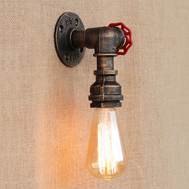 Metal Bronze Wall Mount Light Naked Bulb Design Piping Single Industrial Wall Lighting Fixture Bronze B Clearhalo 'Art deco wall lights' 'Cast Iron' 'Glass' 'Industrial wall lights' 'Industrial' 'Middle century wall lights' 'Modern' 'Rustic wall lights' 'Tiffany' 'Traditional wall lights' 'Wall Lamps & Sconces' 'Wall Lights' Lighting' 1948845