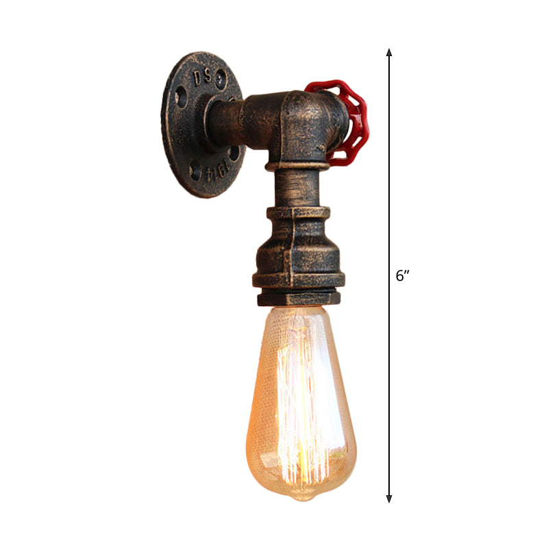 Metal Bronze Wall Mount Light Naked Bulb Design Piping Single Industrial Wall Lighting Fixture Clearhalo 'Art deco wall lights' 'Cast Iron' 'Glass' 'Industrial wall lights' 'Industrial' 'Middle century wall lights' 'Modern' 'Rustic wall lights' 'Tiffany' 'Traditional wall lights' 'Wall Lamps & Sconces' 'Wall Lights' Lighting' 1948847