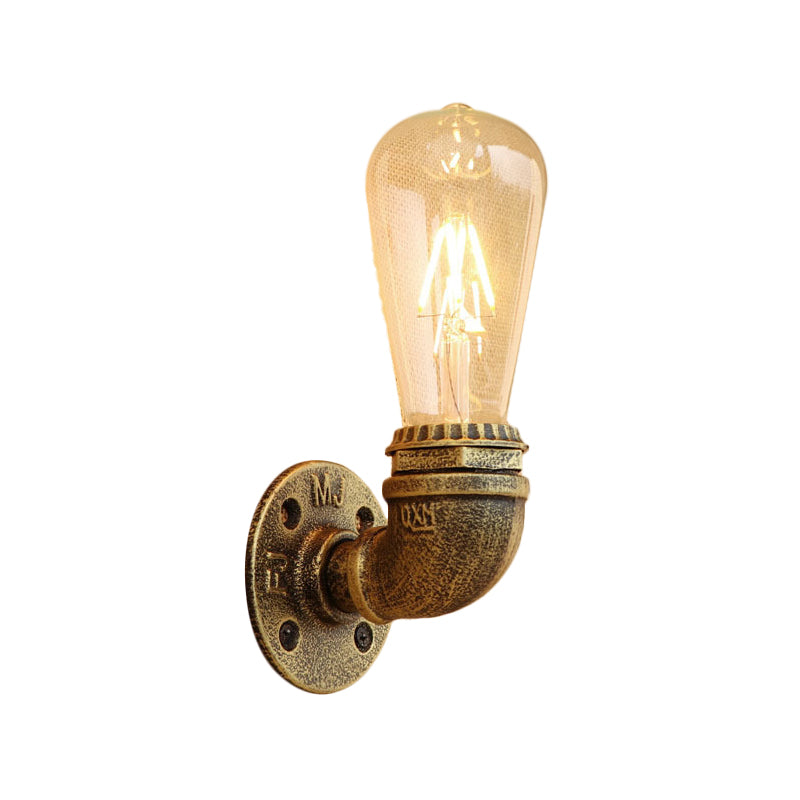 Metal Bronze Wall Mount Light Naked Bulb Design Piping Single Industrial Wall Lighting Fixture Clearhalo 'Art deco wall lights' 'Cast Iron' 'Glass' 'Industrial wall lights' 'Industrial' 'Middle century wall lights' 'Modern' 'Rustic wall lights' 'Tiffany' 'Traditional wall lights' 'Wall Lamps & Sconces' 'Wall Lights' Lighting' 1948849