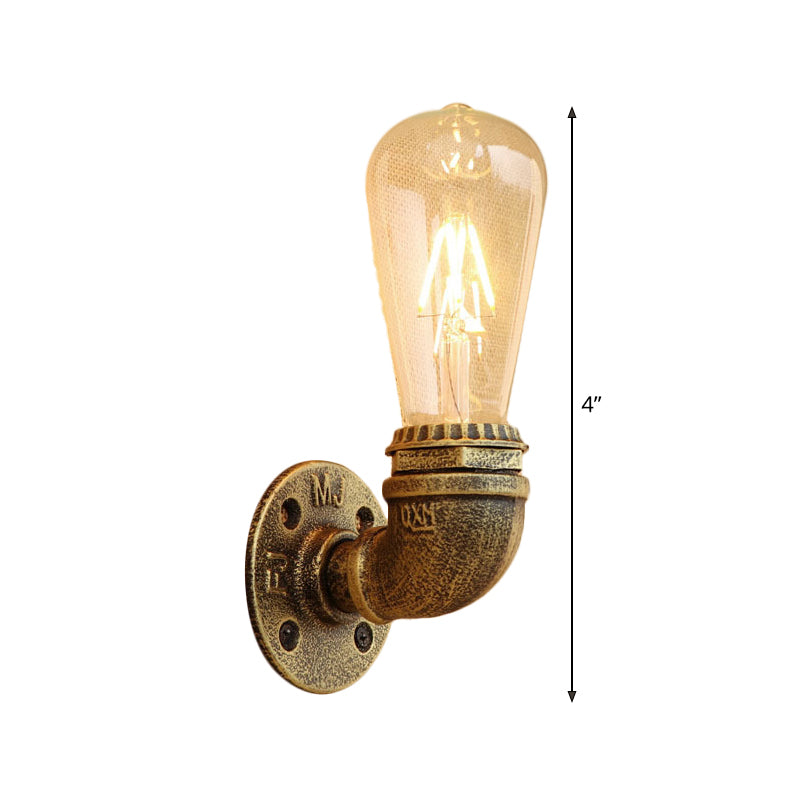 Metal Bronze Wall Mount Light Naked Bulb Design Piping Single Industrial Wall Lighting Fixture Clearhalo 'Art deco wall lights' 'Cast Iron' 'Glass' 'Industrial wall lights' 'Industrial' 'Middle century wall lights' 'Modern' 'Rustic wall lights' 'Tiffany' 'Traditional wall lights' 'Wall Lamps & Sconces' 'Wall Lights' Lighting' 1948850