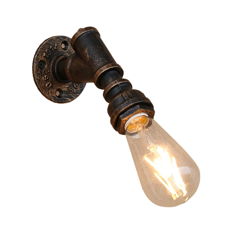 Metal Bronze Wall Mount Light Naked Bulb Design Piping Single Industrial Wall Lighting Fixture Clearhalo 'Art deco wall lights' 'Cast Iron' 'Glass' 'Industrial wall lights' 'Industrial' 'Middle century wall lights' 'Modern' 'Rustic wall lights' 'Tiffany' 'Traditional wall lights' 'Wall Lamps & Sconces' 'Wall Lights' Lighting' 1948852