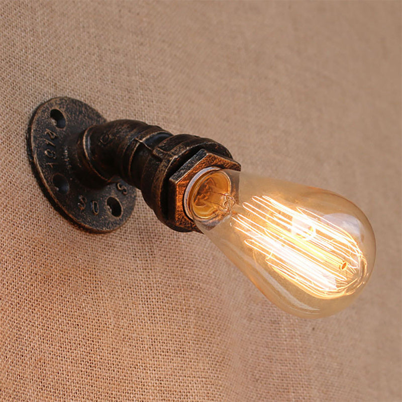 Metal Bronze Wall Mount Light Naked Bulb Design Piping Single Industrial Wall Lighting Fixture Bronze H Clearhalo 'Art deco wall lights' 'Cast Iron' 'Glass' 'Industrial wall lights' 'Industrial' 'Middle century wall lights' 'Modern' 'Rustic wall lights' 'Tiffany' 'Traditional wall lights' 'Wall Lamps & Sconces' 'Wall Lights' Lighting' 1948863