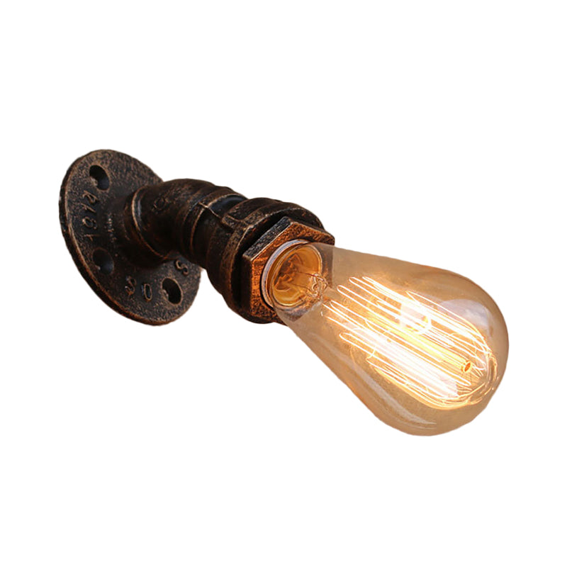 Metal Bronze Wall Mount Light Naked Bulb Design Piping Single Industrial Wall Lighting Fixture Clearhalo 'Art deco wall lights' 'Cast Iron' 'Glass' 'Industrial wall lights' 'Industrial' 'Middle century wall lights' 'Modern' 'Rustic wall lights' 'Tiffany' 'Traditional wall lights' 'Wall Lamps & Sconces' 'Wall Lights' Lighting' 1948864