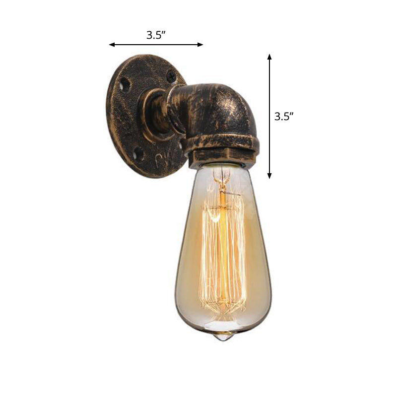 Single Metal Wall Mount Lighting Industrial Bronze Pipe Kitchen Wall Lamp with Bare Bulb Design Clearhalo 'Art deco wall lights' 'Cast Iron' 'Glass' 'Industrial wall lights' 'Industrial' 'Middle century wall lights' 'Modern' 'Rustic wall lights' 'Tiffany' 'Traditional wall lights' 'Wall Lamps & Sconces' 'Wall Lights' Lighting' 1948877
