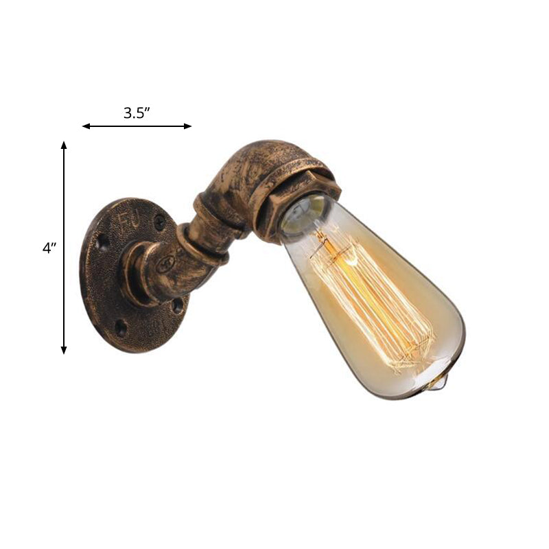 Single Metal Wall Mount Lighting Industrial Bronze Pipe Kitchen Wall Lamp with Bare Bulb Design Clearhalo 'Art deco wall lights' 'Cast Iron' 'Glass' 'Industrial wall lights' 'Industrial' 'Middle century wall lights' 'Modern' 'Rustic wall lights' 'Tiffany' 'Traditional wall lights' 'Wall Lamps & Sconces' 'Wall Lights' Lighting' 1948879