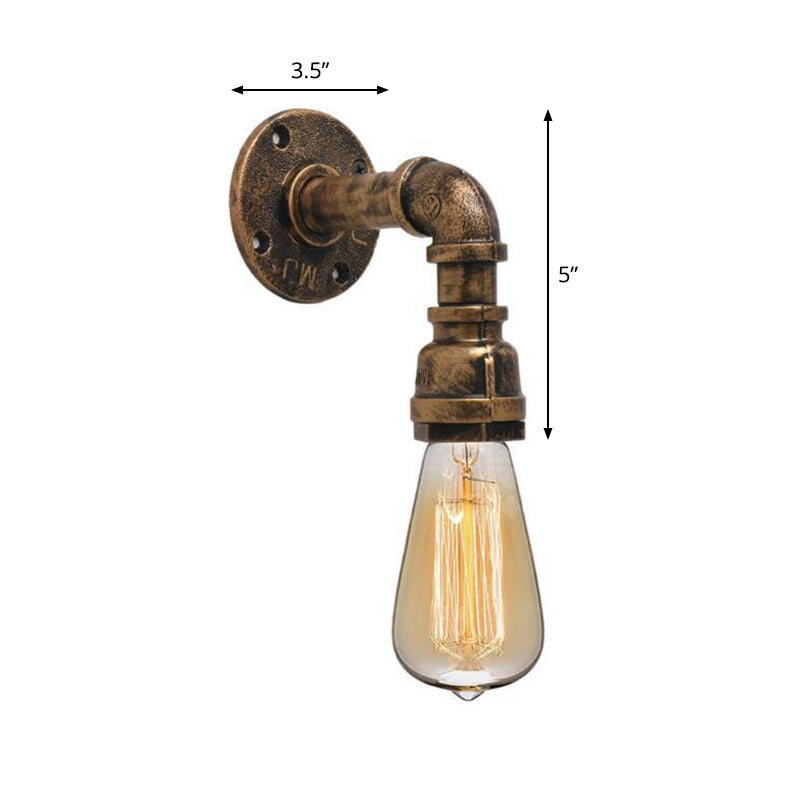 Single Metal Wall Mount Lighting Industrial Bronze Pipe Kitchen Wall Lamp with Bare Bulb Design Clearhalo 'Art deco wall lights' 'Cast Iron' 'Glass' 'Industrial wall lights' 'Industrial' 'Middle century wall lights' 'Modern' 'Rustic wall lights' 'Tiffany' 'Traditional wall lights' 'Wall Lamps & Sconces' 'Wall Lights' Lighting' 1948881