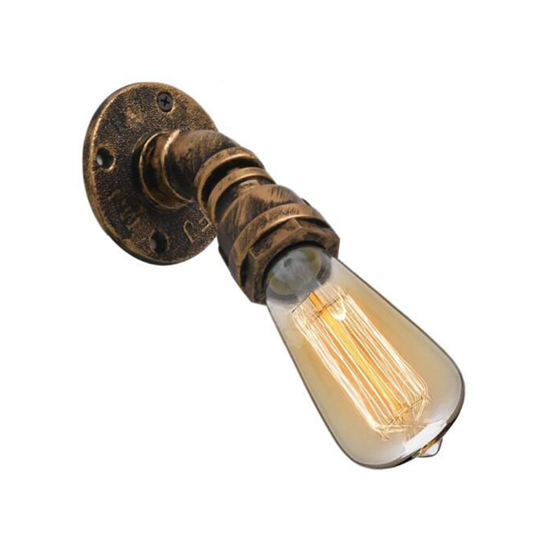 Single Metal Wall Mount Lighting Industrial Bronze Pipe Kitchen Wall Lamp with Bare Bulb Design Clearhalo 'Art deco wall lights' 'Cast Iron' 'Glass' 'Industrial wall lights' 'Industrial' 'Middle century wall lights' 'Modern' 'Rustic wall lights' 'Tiffany' 'Traditional wall lights' 'Wall Lamps & Sconces' 'Wall Lights' Lighting' 1948883