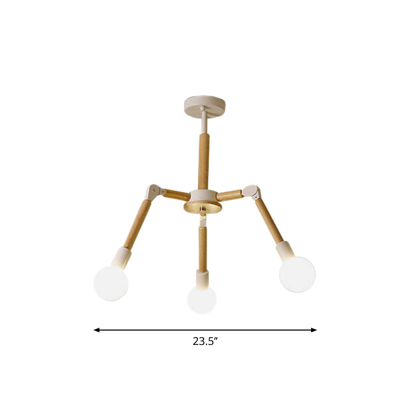 Wooden Molecular Chandelier Modern Style 3/6/9 Lights Black/White Ceiling Hang Lamp with Bare Bulb Design Clearhalo 'Carpenter Chandeliers' 'Ceiling Lights' 'Chandeliers' 'Industrial' 'Modern Chandeliers' 'Modern' Lighting' 1948935
