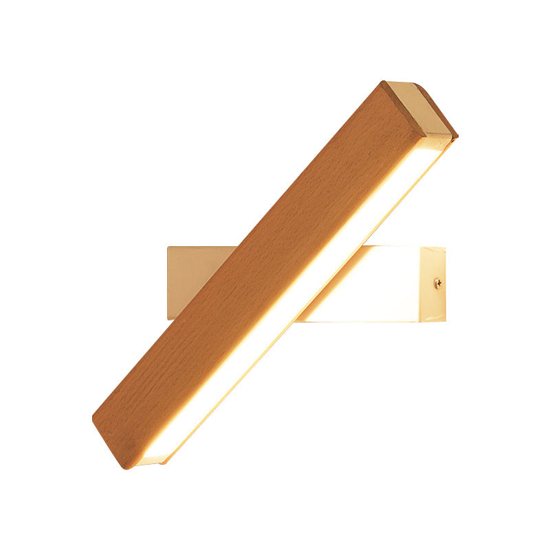 Rectangle Rotating Wall Lamp Minimalist Wood Bedside LED Wall Mount Light Fixture, 8.5"/12" W Clearhalo 'Modern wall lights' 'Modern' 'Wall Lamps & Sconces' 'Wall Lights' Lighting' 1949171
