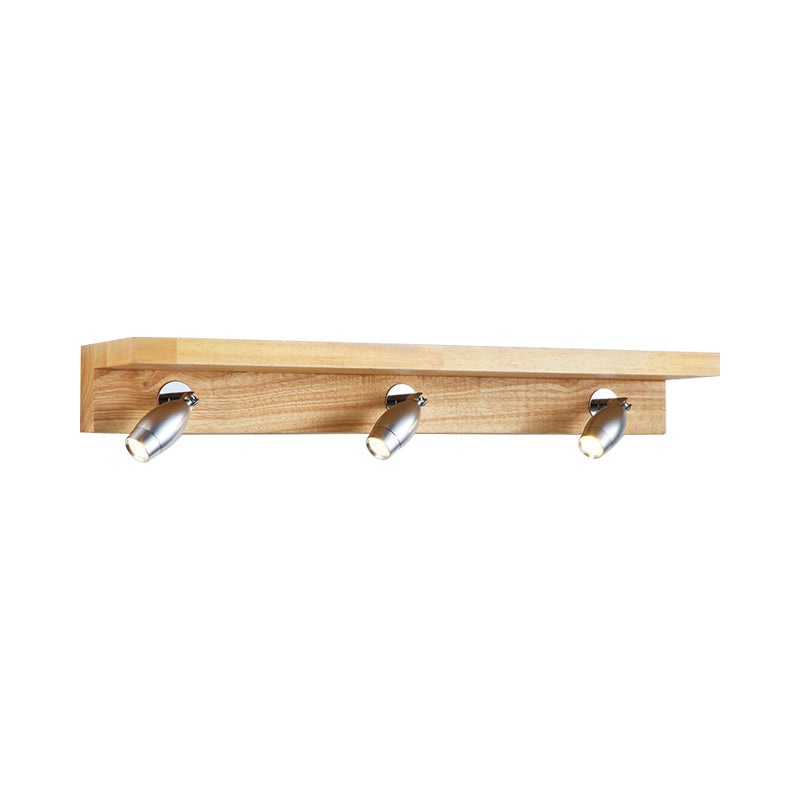 Bullet Shaped Rotating Vanity Light Modern Metal 3 Lights Wood Wall Lighting in Warm/White Light Clearhalo 'Modern wall lights' 'Modern' 'Vanity Lights' 'Wall Lights' Lighting' 1949199