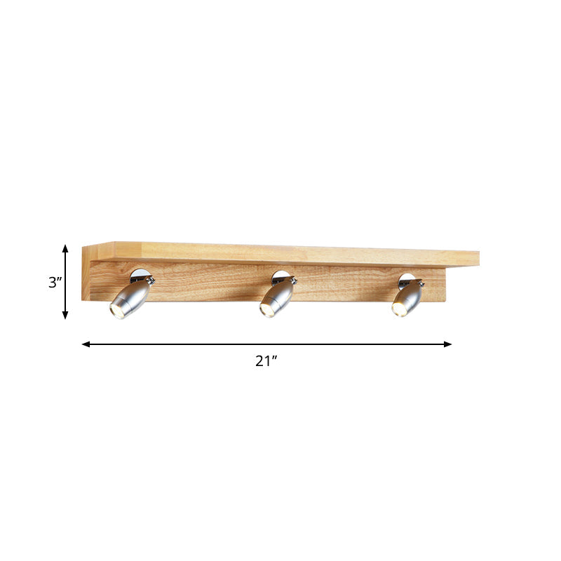 Bullet Shaped Rotating Vanity Light Modern Metal 3 Lights Wood Wall Lighting in Warm/White Light Clearhalo 'Modern wall lights' 'Modern' 'Vanity Lights' 'Wall Lights' Lighting' 1949201