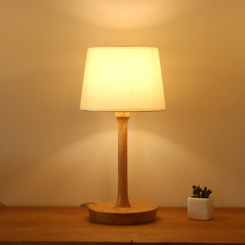 Fabric Empire Shade Night Stand Lamp Simple Style 1 Bulb Wood Table Lighting for Living Room Wood Clearhalo 'Lamps' 'Table Lamps' Lighting' 1949312
