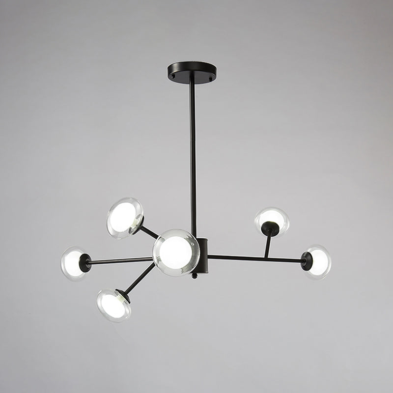 Black/Gold Bough Ceiling Chandelier Postmodern 6/15/18 Heads Metal Hanging Light Kit with Ball Milky Glass Shade Clearhalo 'Ceiling Lights' 'Chandeliers' 'Modern Chandeliers' 'Modern' Lighting' 1949536