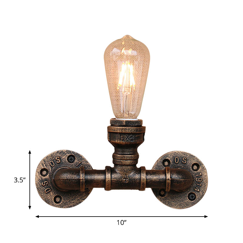 Water Pipe Wrought Iron Wall Lamp Fixture Industrial 1/3-Light Kitchen Wall Mounted Light in Bronze Clearhalo 'Art deco wall lights' 'Cast Iron' 'Glass' 'Industrial wall lights' 'Industrial' 'Middle century wall lights' 'Modern' 'Rustic wall lights' 'Tiffany' 'Traditional wall lights' 'Wall Lamps & Sconces' 'Wall Lights' Lighting' 1949808