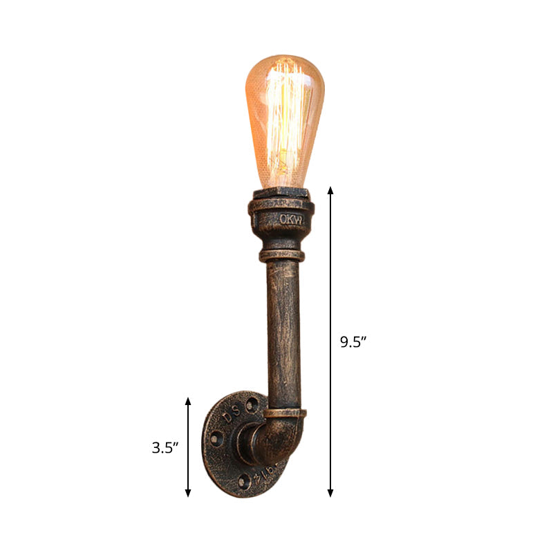 Water Pipe Wrought Iron Wall Lamp Fixture Industrial 1/3-Light Kitchen Wall Mounted Light in Bronze Clearhalo 'Art deco wall lights' 'Cast Iron' 'Glass' 'Industrial wall lights' 'Industrial' 'Middle century wall lights' 'Modern' 'Rustic wall lights' 'Tiffany' 'Traditional wall lights' 'Wall Lamps & Sconces' 'Wall Lights' Lighting' 1949811