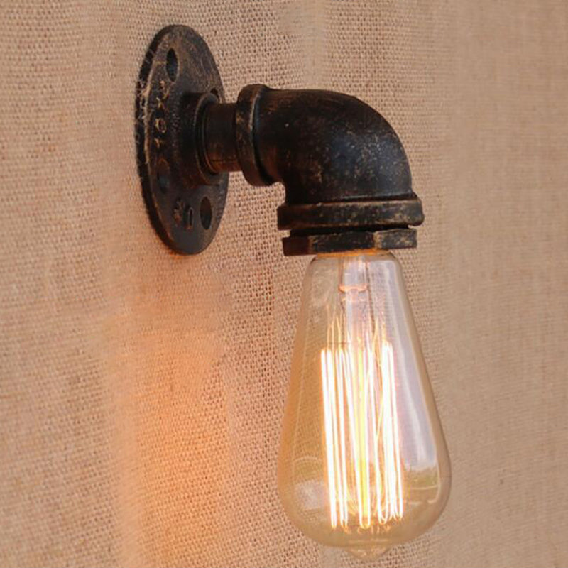 Water Pipe Wrought Iron Wall Lamp Fixture Industrial 1/3-Light Kitchen Wall Mounted Light in Bronze Bronze D Clearhalo 'Art deco wall lights' 'Cast Iron' 'Glass' 'Industrial wall lights' 'Industrial' 'Middle century wall lights' 'Modern' 'Rustic wall lights' 'Tiffany' 'Traditional wall lights' 'Wall Lamps & Sconces' 'Wall Lights' Lighting' 1949812