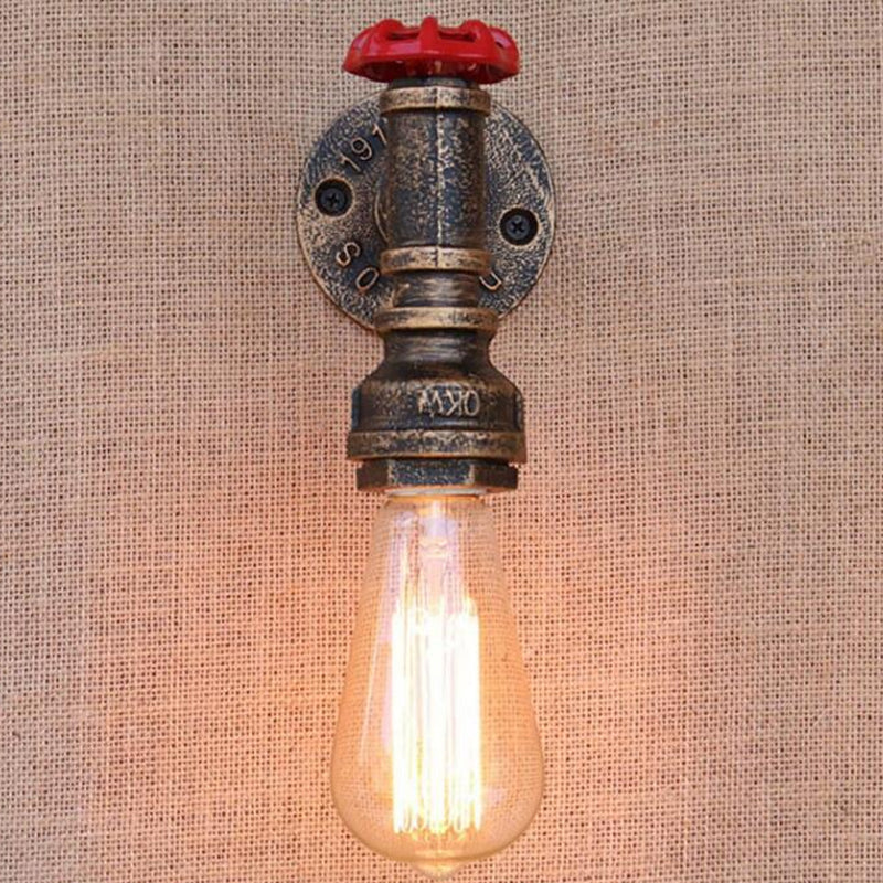 Water Pipe Wrought Iron Wall Lamp Fixture Industrial 1/3-Light Kitchen Wall Mounted Light in Bronze Bronze E Clearhalo 'Art deco wall lights' 'Cast Iron' 'Glass' 'Industrial wall lights' 'Industrial' 'Middle century wall lights' 'Modern' 'Rustic wall lights' 'Tiffany' 'Traditional wall lights' 'Wall Lamps & Sconces' 'Wall Lights' Lighting' 1949815