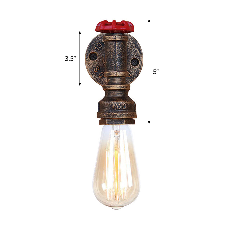 Water Pipe Wrought Iron Wall Lamp Fixture Industrial 1/3-Light Kitchen Wall Mounted Light in Bronze Clearhalo 'Art deco wall lights' 'Cast Iron' 'Glass' 'Industrial wall lights' 'Industrial' 'Middle century wall lights' 'Modern' 'Rustic wall lights' 'Tiffany' 'Traditional wall lights' 'Wall Lamps & Sconces' 'Wall Lights' Lighting' 1949818