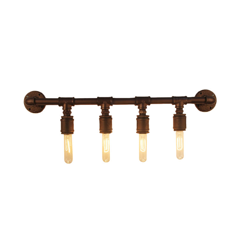 Iron Black Wall Light Straight Pipe 2/4/6 Bulbs Industrial Wall Sconce Light for Living Room Clearhalo 'Art deco wall lights' 'Cast Iron' 'Glass' 'Industrial wall lights' 'Industrial' 'Middle century wall lights' 'Modern' 'Rustic wall lights' 'Tiffany' 'Traditional wall lights' 'Wall Lamps & Sconces' 'Wall Lights' Lighting' 1949848