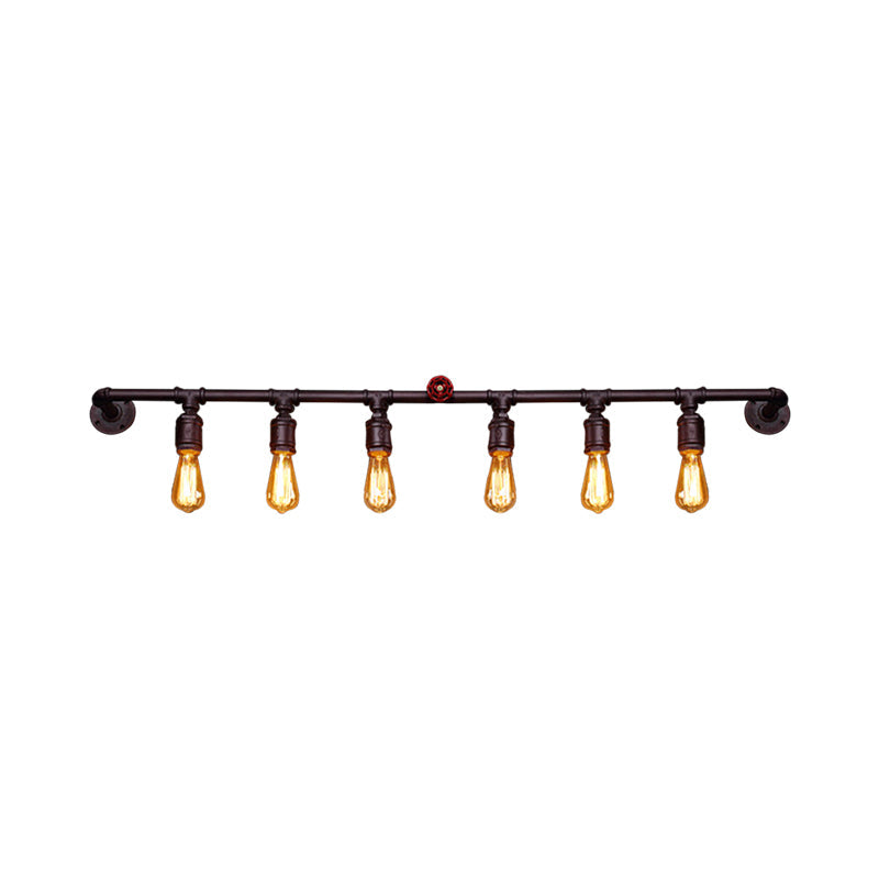 Iron Black Wall Light Straight Pipe 2/4/6 Bulbs Industrial Wall Sconce Light for Living Room Clearhalo 'Art deco wall lights' 'Cast Iron' 'Glass' 'Industrial wall lights' 'Industrial' 'Middle century wall lights' 'Modern' 'Rustic wall lights' 'Tiffany' 'Traditional wall lights' 'Wall Lamps & Sconces' 'Wall Lights' Lighting' 1949852