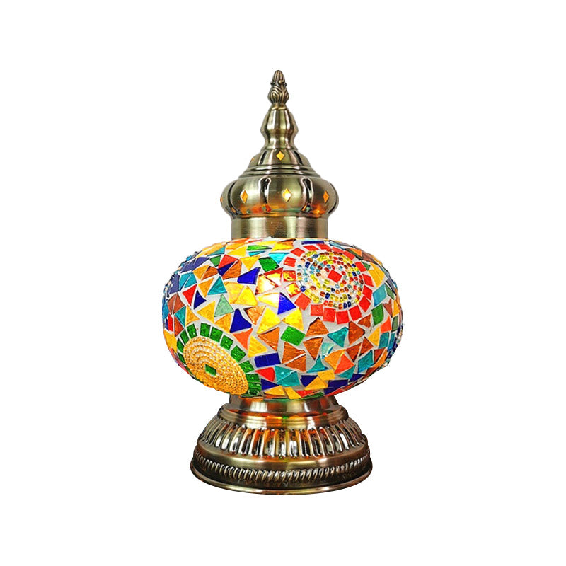 Decorative Oval Night Table Light 1 Bulb Handcrafted Glass Nightstand Lamp in White/Yellow/Blue Clearhalo 'Lamps' 'Table Lamps' Lighting' 1950302