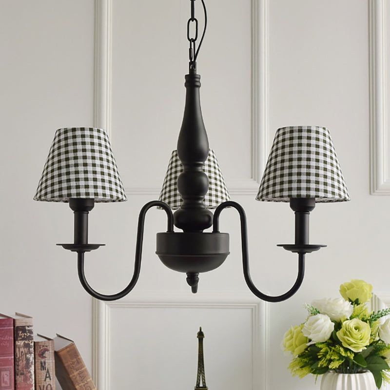 Three Lights Bucket Shade Chandelier Kids Metal Hanging Light for in Black for Kindergarten Green-White Clearhalo 'Ceiling Lights' 'Chandeliers' Lighting' options 195439_eb9029d2-433f-4d3e-a99f-c2ef8681627e