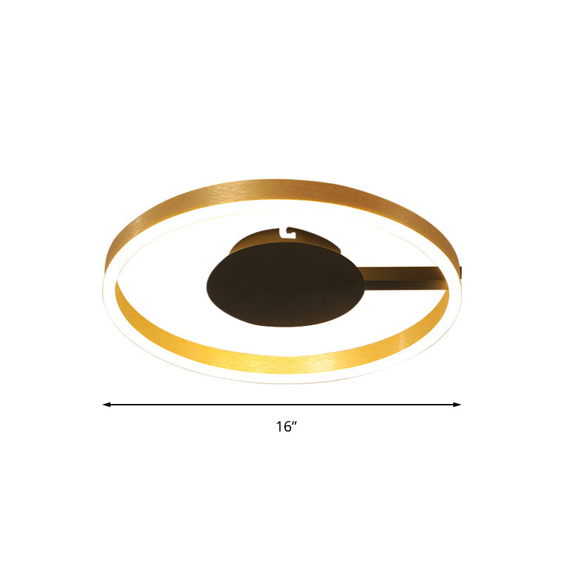 Simple Concentric Circle Flush Ceiling Light Acrylic LED Ceiling Fixture in Gold for Study Room Clearhalo 'Ceiling Lights' 'Close To Ceiling Lights' 'Close to ceiling' 'Flush mount' Lighting' 195464