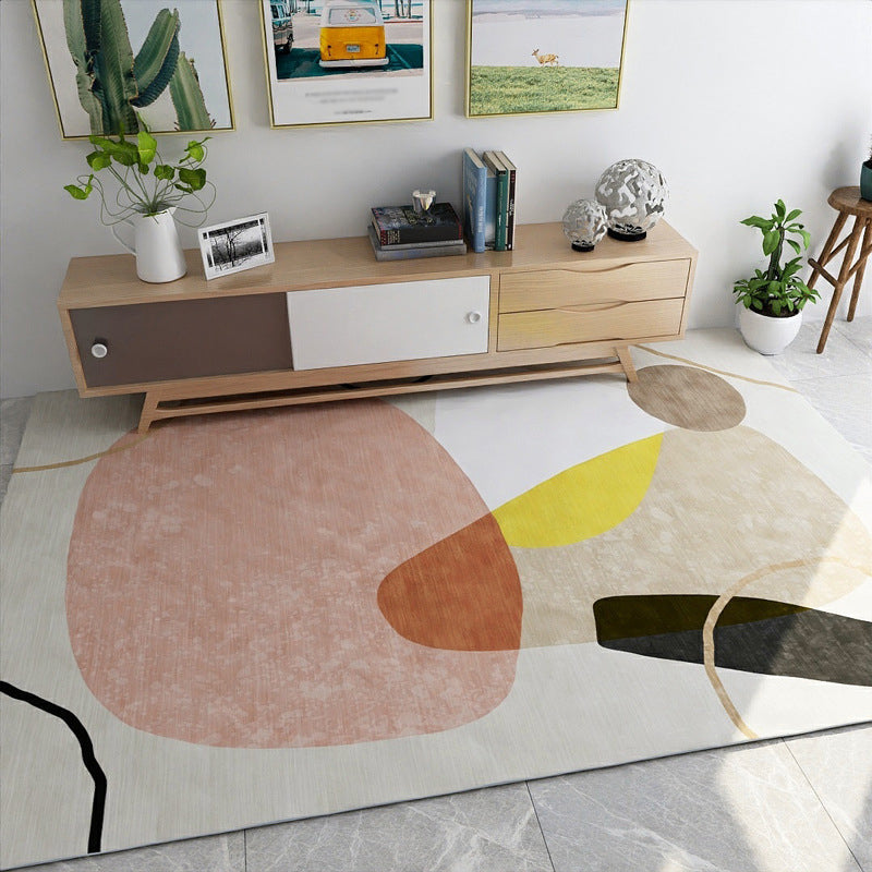 Modern Colorblock Stripe Print Rug in Ivory Novelty Rug Polyester Washable Area Rug for Living Room Orange Pink Clearhalo 'Area Rug' 'Rug' 1955540