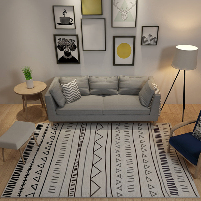 Casual Novelty Rug in Ivory Geometry Stripe Triangle Print Area Rug Polyester Washable Carpet for Home Decoration Brown Clearhalo 'Area Rug' 'Rug' 1955705