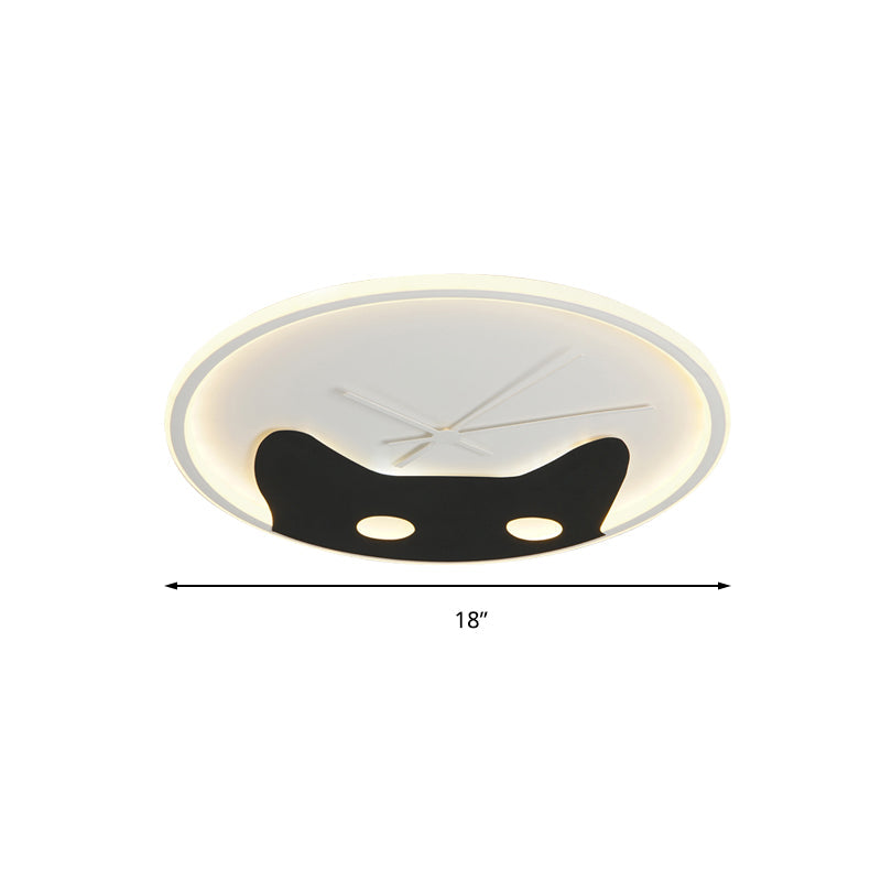 Kitten Head Kid Bedroom Ceiling Lamp Acrylic Animal LED Flush Ceiling Light in Black&White Clearhalo 'Ceiling Lights' 'Close To Ceiling Lights' 'Close to ceiling' 'Flush mount' Lighting' 195607
