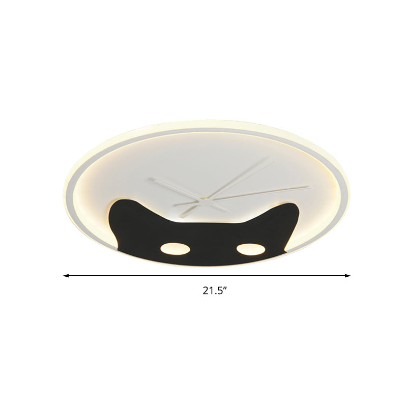 Kitten Head Kid Bedroom Ceiling Lamp Acrylic Animal LED Flush Ceiling Light in Black&White Clearhalo 'Ceiling Lights' 'Close To Ceiling Lights' 'Close to ceiling' 'Flush mount' Lighting' 195608